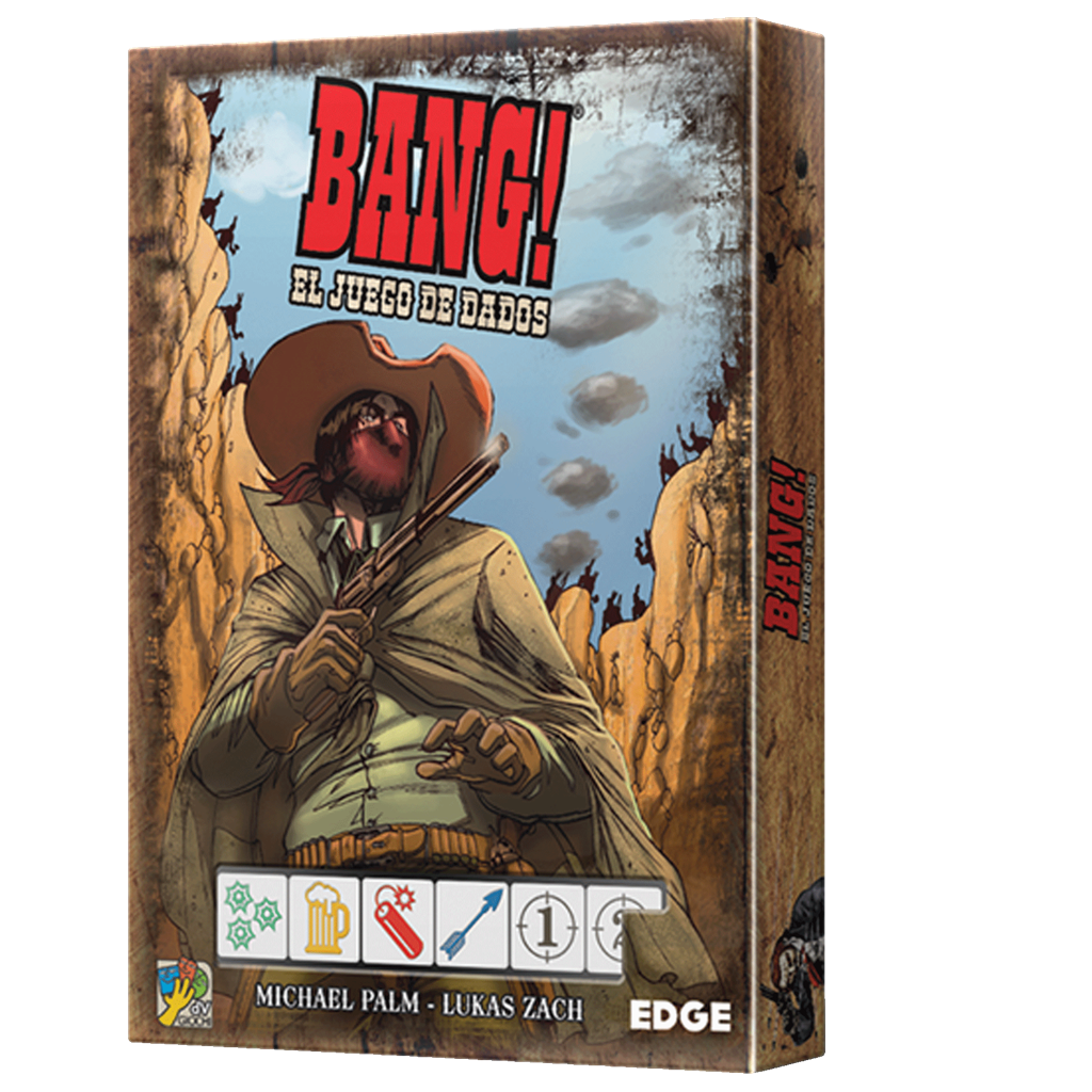 DV Giochi Bang! El Juego De Dados Del Salvaje Oeste | Partidas Rápidas De 15 Min | Ideal Para 3 A 8 Jugadores Desde 8 Años | Incluye 5 Dados, 30 Cartas Y Fichas De Bala | Edición En Español